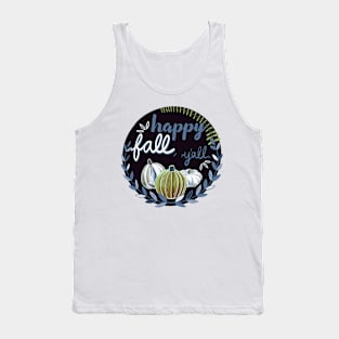 Happy Fall, Y’all - Gray Blue, Olive Green & Cream - Transparent Tank Top